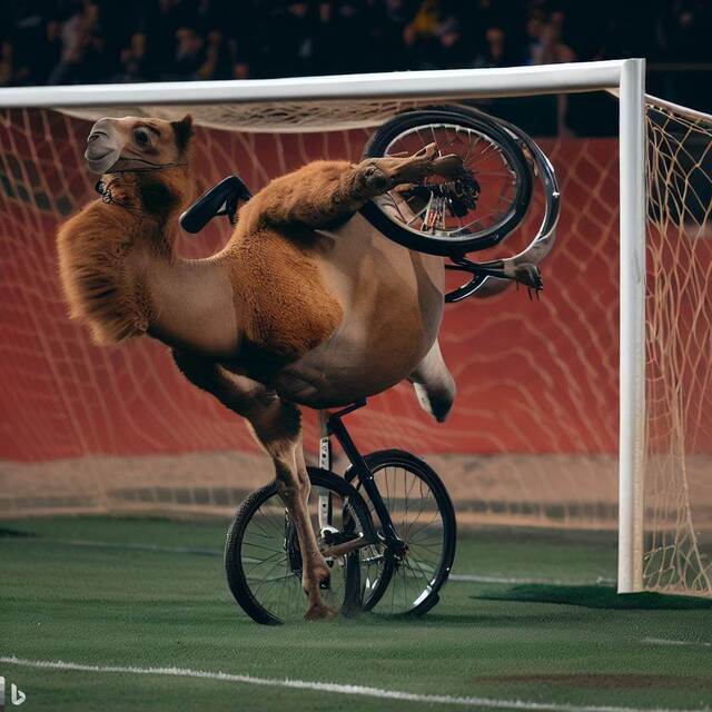 Proszę o zrozumienie celu przewrotki wielbłą. Cel to goal, przewrotka to bicycle kick.