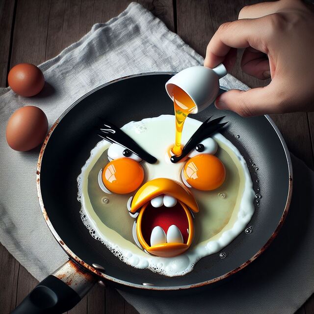 Scoop, angry eggs